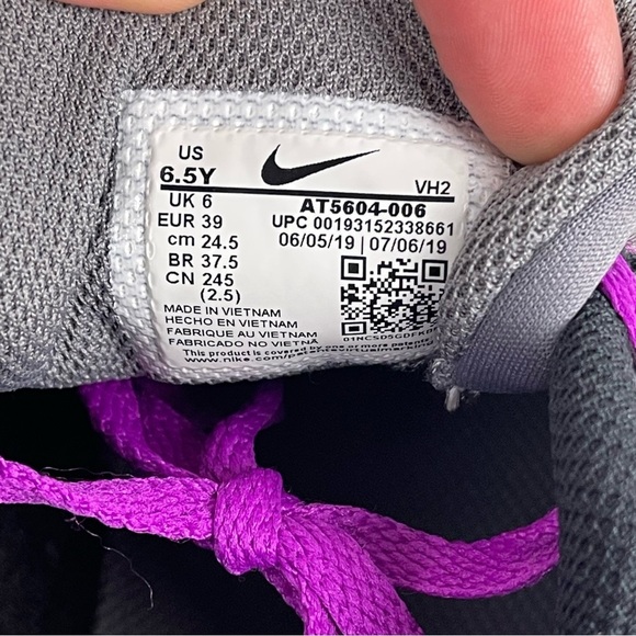 Nike LD Victory Low Top Sneakers Gunsmoke Grey Purple AT5604-006 Youth Size 6.5Y - Picture 6 of 8